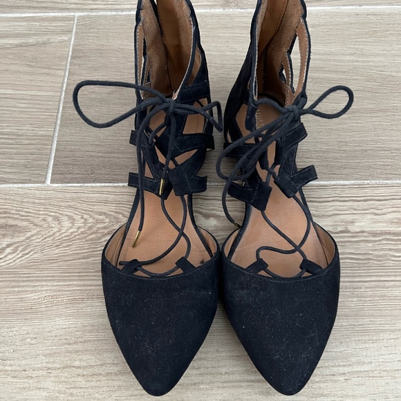 Mossimo Black Suede Lace Up zippered flats 36 - Picture 5 of 5